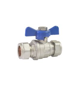 Beta Lever Ballvalves Compression, Blue Butterfly Handle